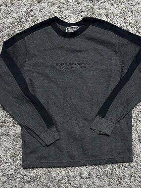 Indian Motorcycle Thick Gray and Black Long Sleeve Size S